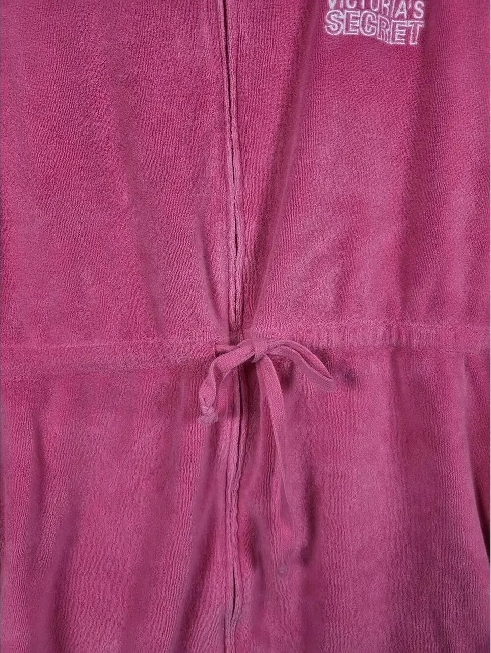Victorias Secret PINK VINTAGE Y2k LOVE Terry Cloth ROBE Full ZIp DRESS Hooded SM